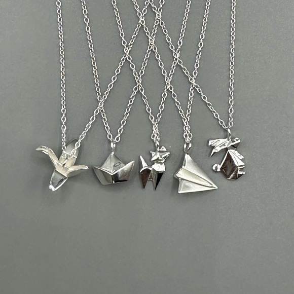 Sterling Silver Paper Airplane Necklace - Picture 3 of 8